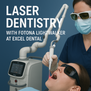 Dental professional using a Fotona LightWalker laser during a dental treatment