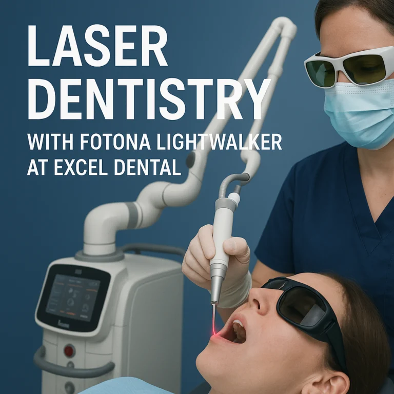Dental professional using a Fotona LightWalker laser during a dental treatment
